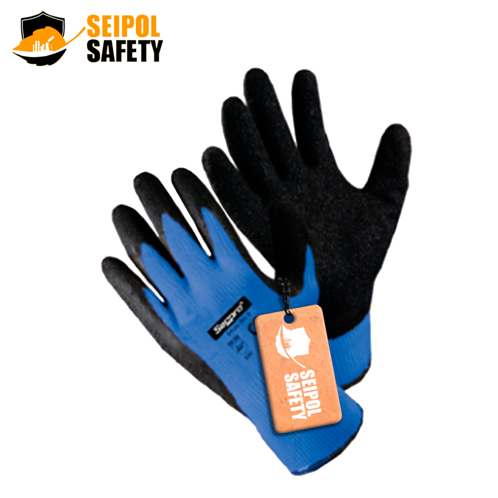 GUANTE SEGPRO TEJIDO NYLON AZUL PALMA LATEX | SEIPOL SAFETY